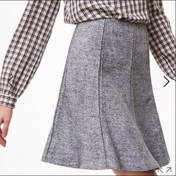 Loft MP PM Women's Gray Soft Fleece Seamed Flippy Swing A Line Skirt - Picture 1 of 6